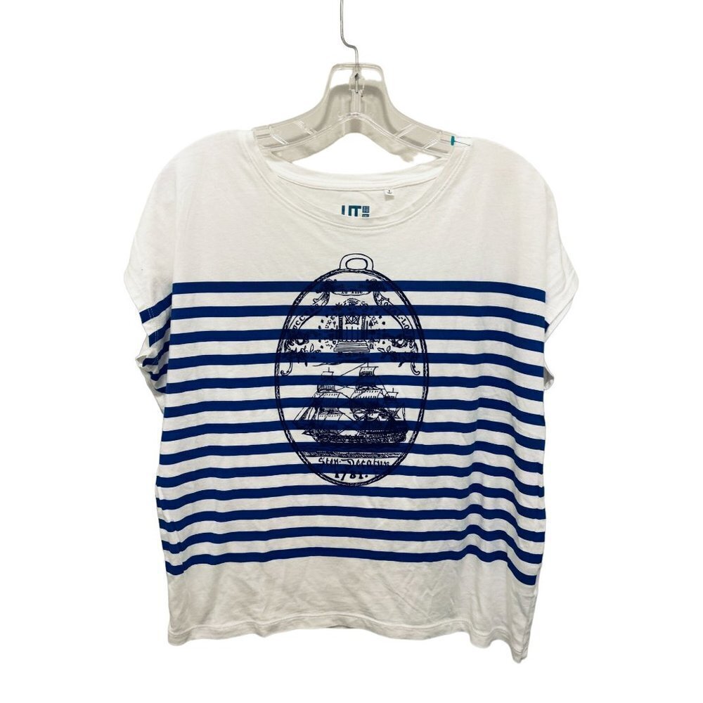 UT ThomasPaul Maritime Tee White Blue T-Shirt Tunic Sailboat Size Med